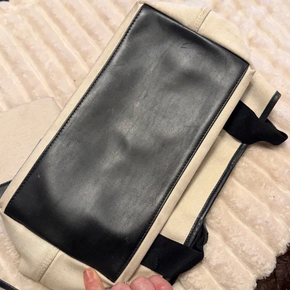 Cotton Canvas Satin Calfskin S Navy Cabas Natural Black - Picture 5 of 10